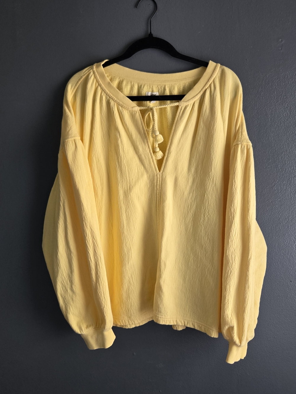 Aerie Easy Street Gauzy Cotton Oversized Sweatshirt Yellow Medium